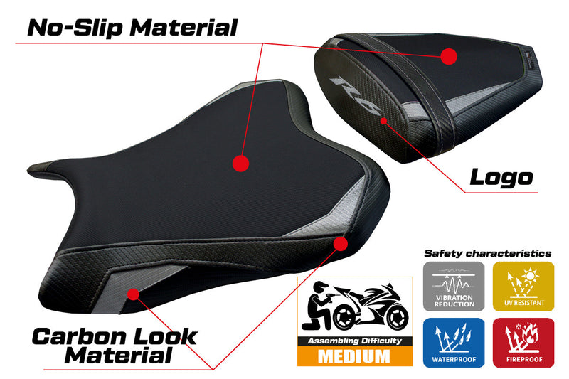 Yamaha YZF R6 2006-2007 Seat Cover Tappezzeria Italia in Silver and Black