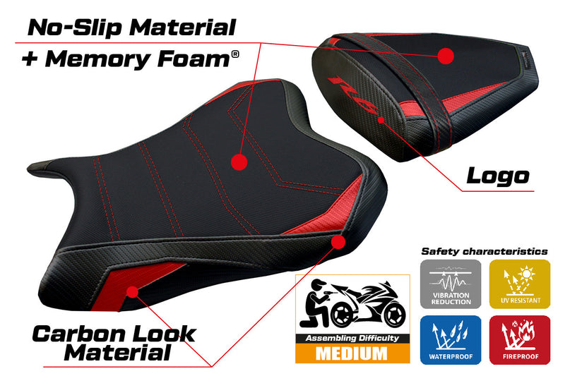 Yamaha YZF R6 2006-2007 Seat Cover Tappezzeria Italia Comfort in Red and Black