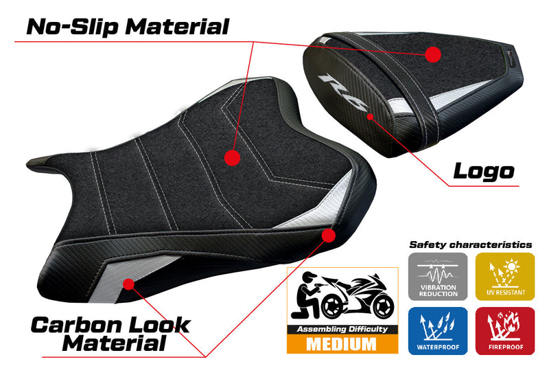 Yamaha YZF R6 2006-2007 Seat Cover Tappezzeria Italia Ultragrip in White and Black