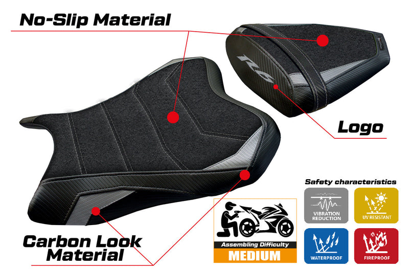 Yamaha YZF R6 2006-2007 Seat Cover Tappezzeria Italia Ultragrip in Silver and Black