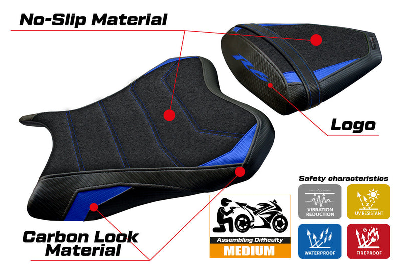 Yamaha YZF R6 2006-2007 Seat Cover Tappezzeria Italia in  Ultragrip Blue and Black