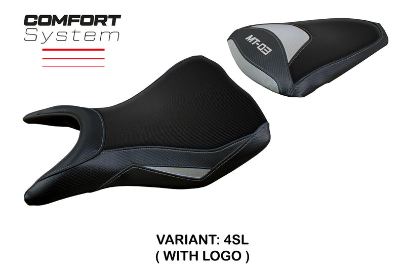 Yamaha MT 03 2020-2024 Seat Cover Tappezzeria Italia Comfort in Silver and Black