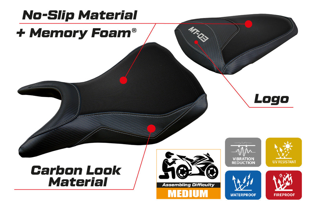 Yamaha MT 03 2020-2024 Seat Cover Tappezzeria Italia Comfort in Black
