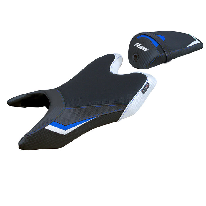 Yamaha YZF R125 2019-2023 Seat Cover Tappezzeria Italia in White and Blue