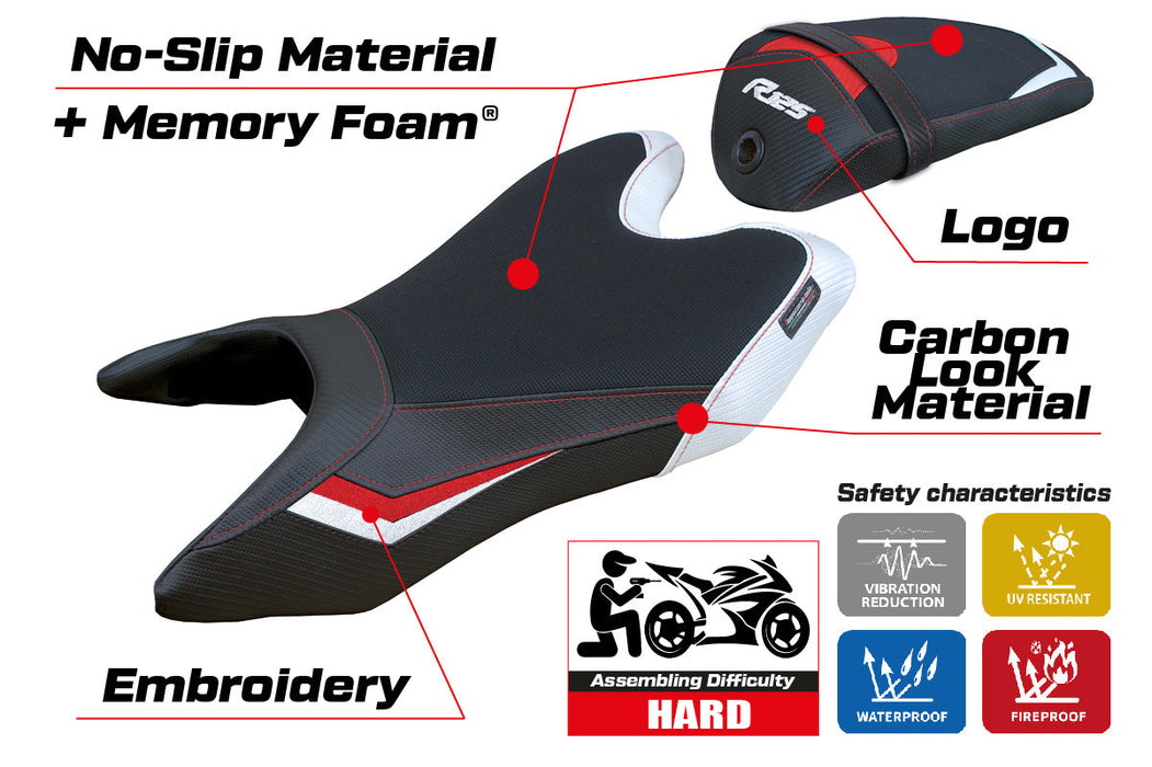 Yamaha YZF R125 2019-2023 Seat Cover Tappezzeria Italia Comfort in White and Red