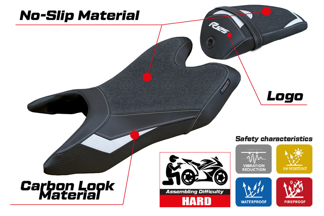 Yamaha YZF R125 2019-2023 Seat Cover Tappezzeria Italia Ultragrip in White