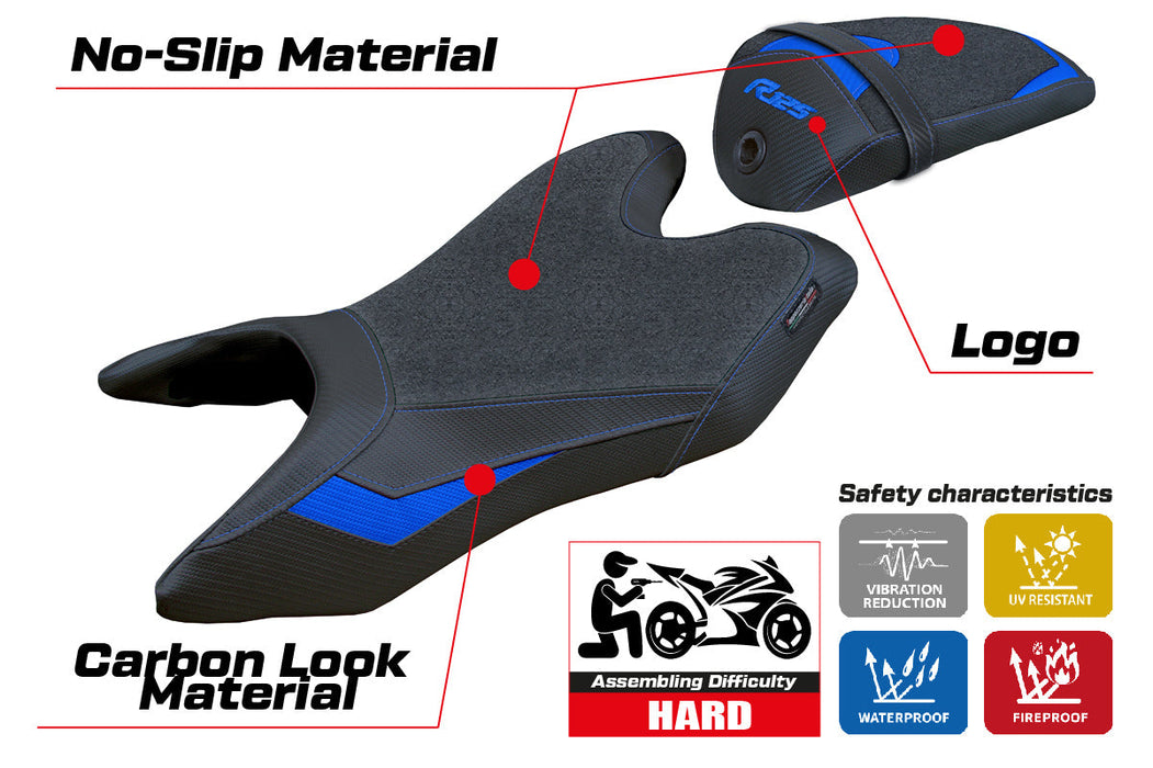 Yamaha YZF R125 2019-2023 Seat Cover Tappezzeria Italia Ultragrip in Blue