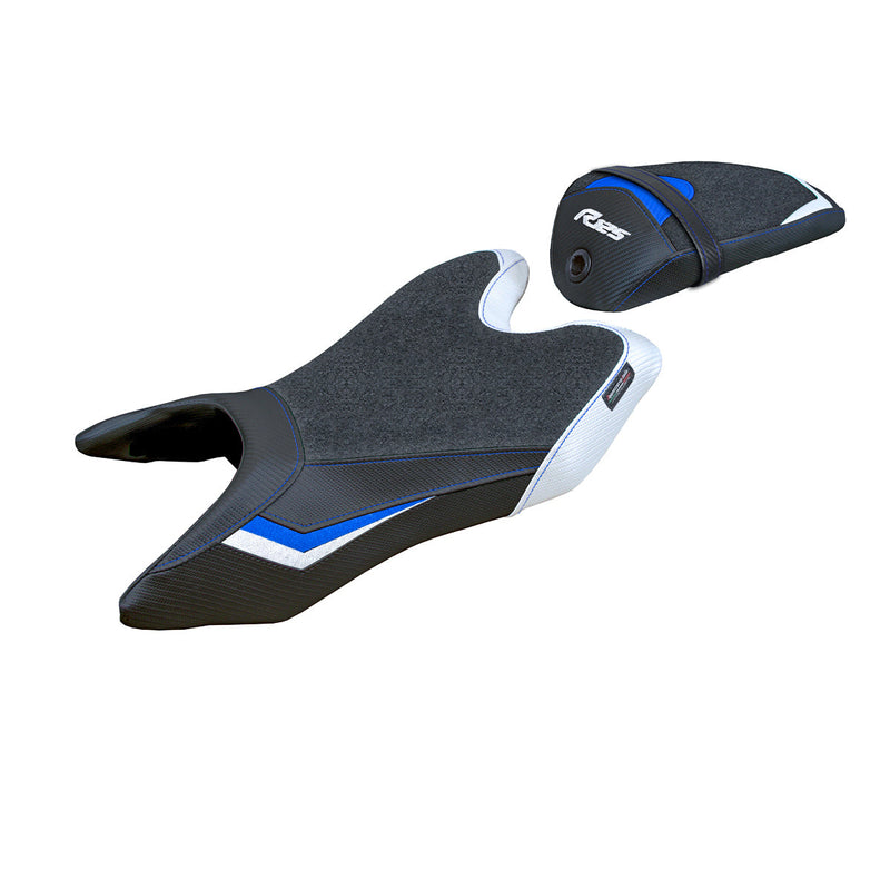Yamaha YZF R125 2019-2023 Seat Cover Tappezzeria Italia in White and Blue