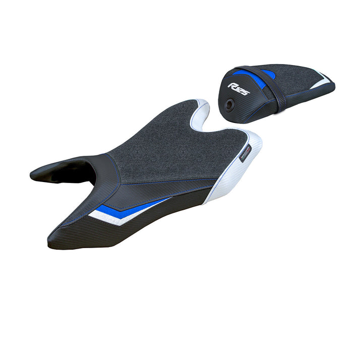 Yamaha YZF R125 2019-2023 Seat Cover Tappezzeria Italia in White and Blue