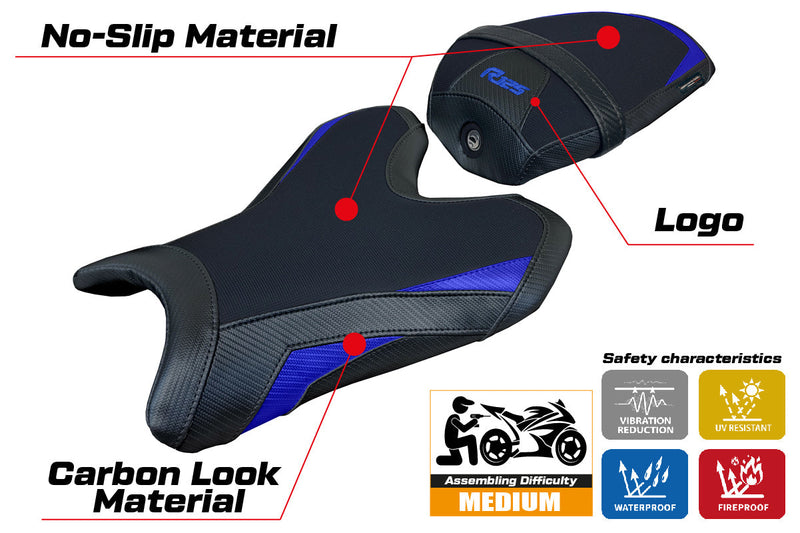 Yamaha R125 2024 Seat Cover Tappezzeria Blue Black