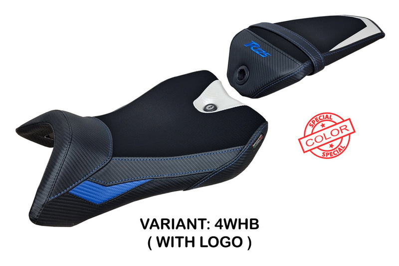 Yamaha YZF R125 2016-2018 Seat Cover Tappezzeria Italia in White, Blue and Black