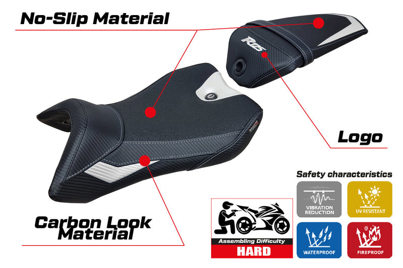 Yamaha YZF R125 2016-2018 Seat Cover Tappezzeria Italia Ultragrip in White and Black