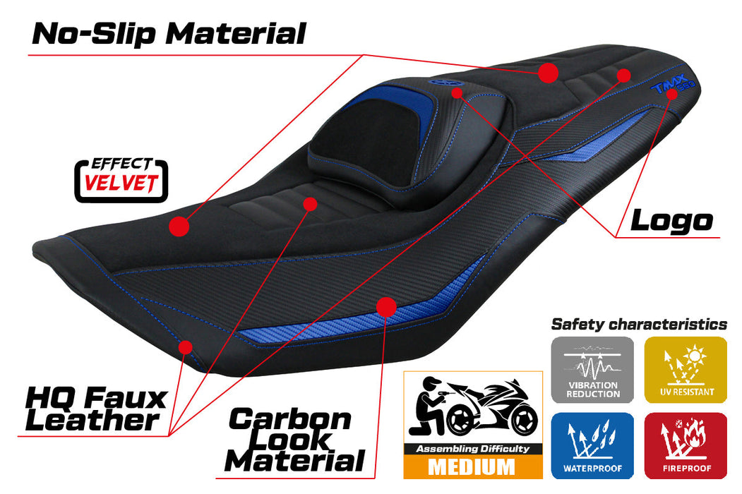 Yamaha T-Max 560 2022-2024 Seat Cover Tappezzeria Italia in Blue and Black