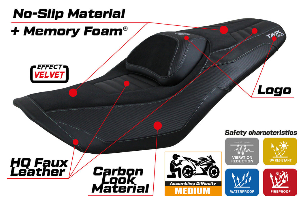 Yamaha T-Max 560 2022-2024 Seat Cover Tappezzeria Italia Comfort in Black
