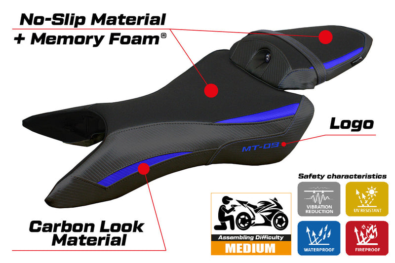 Yamaha MT-09 2024 Seat Cover Tappezzeria Comfort Blue Black