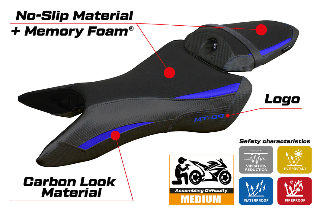 Yamaha MT-09 2024 Seat Cover Tappezzeria Comfort Blue Black