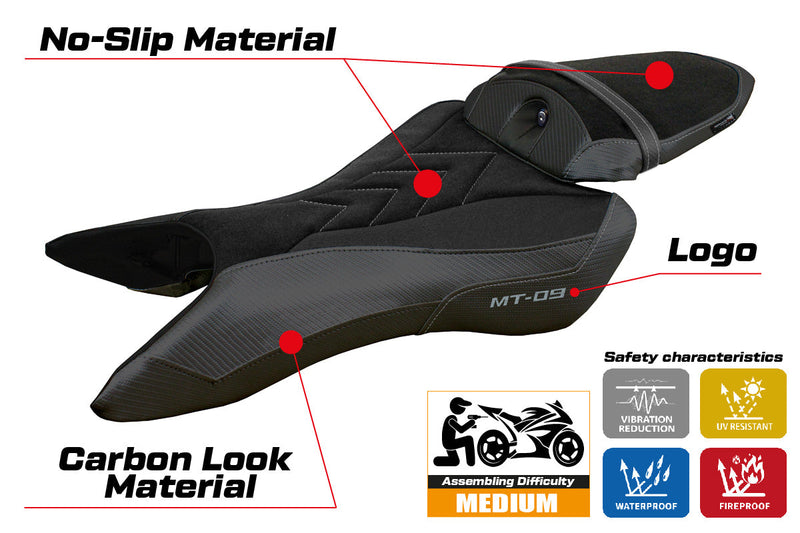Yamaha MT-09 2024 Seat Cover Tappezzeria Ultragrip Suede Black