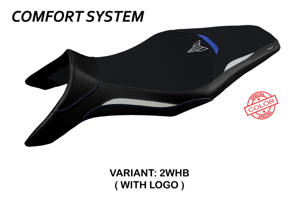 Yamaha MT 09 FZ09 2013-2020 Seat Cover Tappezzeria Italia Comfort in White and Blue