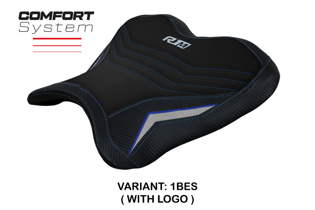 Yamaha YZF R1M 2015-2024 Rider Seat Cover Tappezzeria Italia Comfort in Blue and Silver