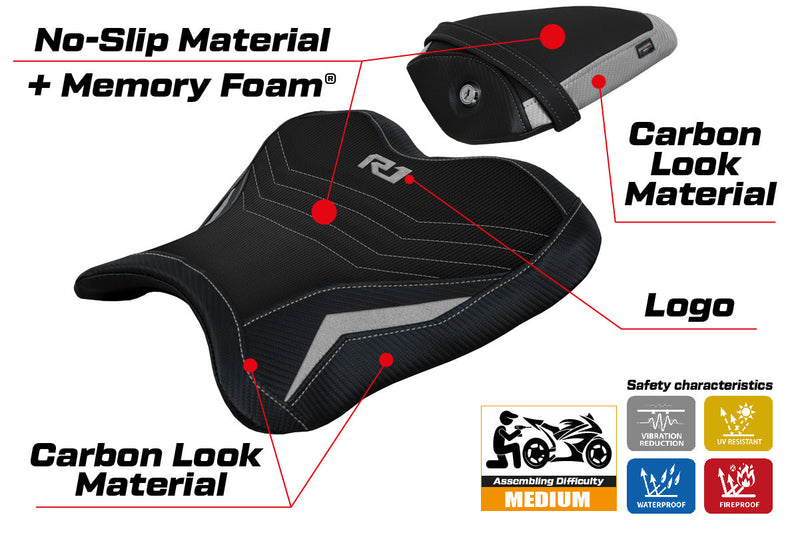 Yamaha YZF R1 2015-2024 Seat Cover Tappezzeria Italia Comfort in Silver