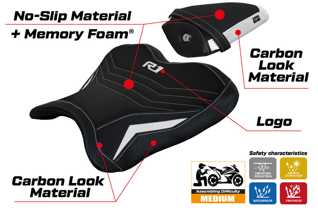 Yamaha YZF R1 2015-2024 Seat Cover Tappezzeria Italia Comfort in White