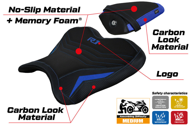 Yamaha YZF R1 2015-2024 Seat Cover Tappezzeria Italia Comfort in Blue