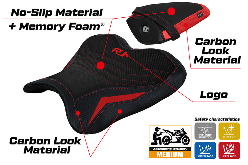 Yamaha YZF R1 2015-2024 Seat Cover Tappezzeria Italia Comfort in Red