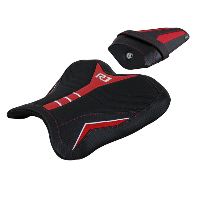 Yamaha YZF R1 2015-2024 Seat Cover Tappezzeria Italia Ultragrip in Red and White SE