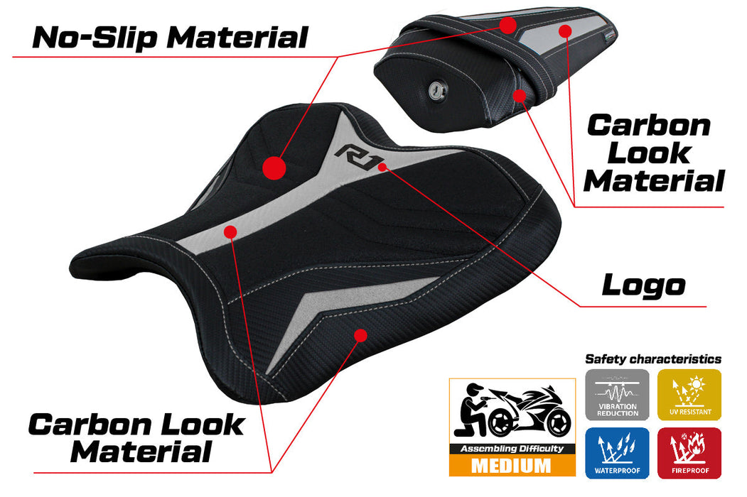 Yamaha YZF R1 2015-2024 Seat Cover Tappezzeria Italia Ultragrip in Silver