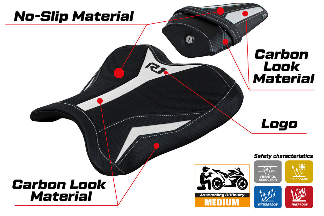 Yamaha YZF R1 2015-2024 Seat Cover Tappezzeria Italia Ultragrip in White
