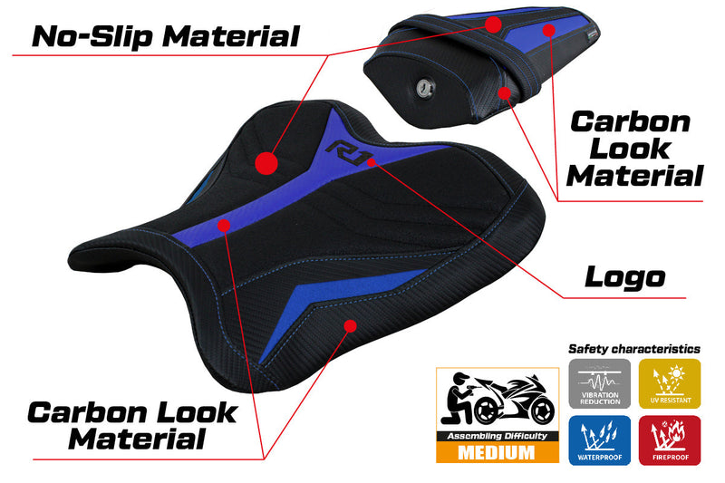 Yamaha YZF R1 2015-2024 Seat Cover Tappezzeria Italia ini Ultragrip Blue