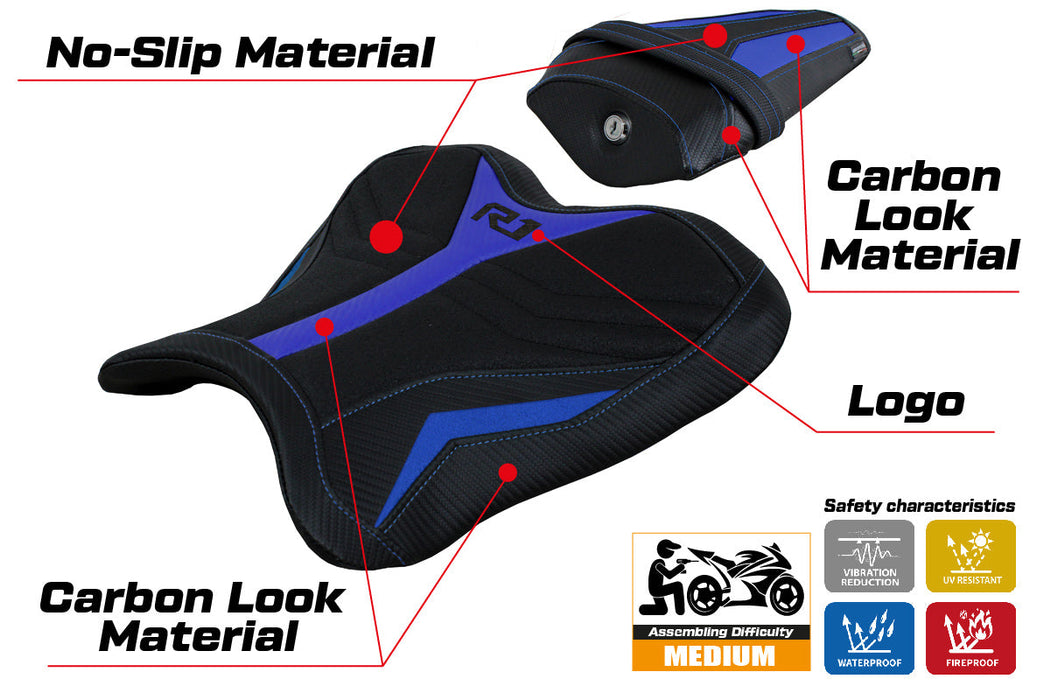 Yamaha YZF R1 2015-2024 Seat Cover Tappezzeria Italia ini Ultragrip Blue