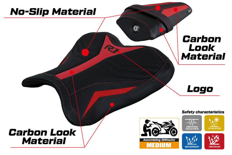 Yamaha YZF R1 2015-2024 Seat Cover Tappezzeria Italia Ultragrip in Red