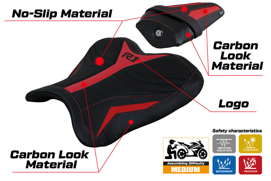 Yamaha YZF R1 2015-2024 Seat Cover Tappezzeria Italia Ultragrip in Red