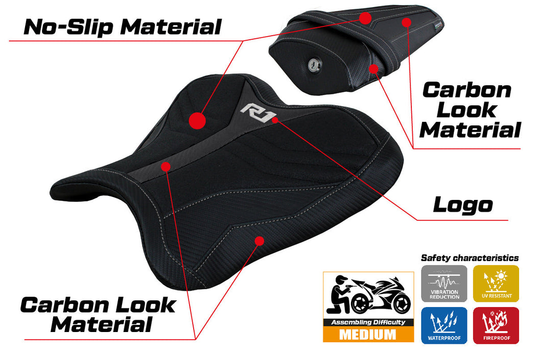 Yamaha YZF R1 2015-2024 Seat Cover Tappezzeria Italia Ultragrip in Black