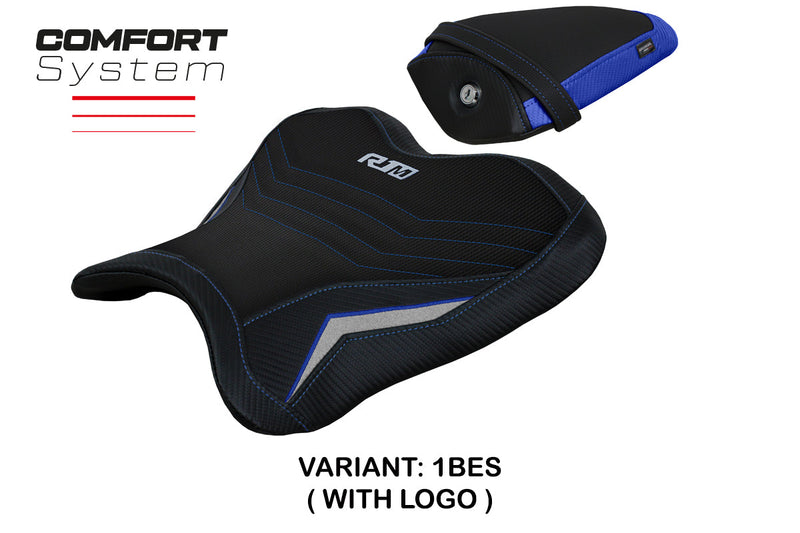 Yamaha YZF R1M 2015-2024 Seat Cover Tappezzeria Italia Comfort in Blue and Silver