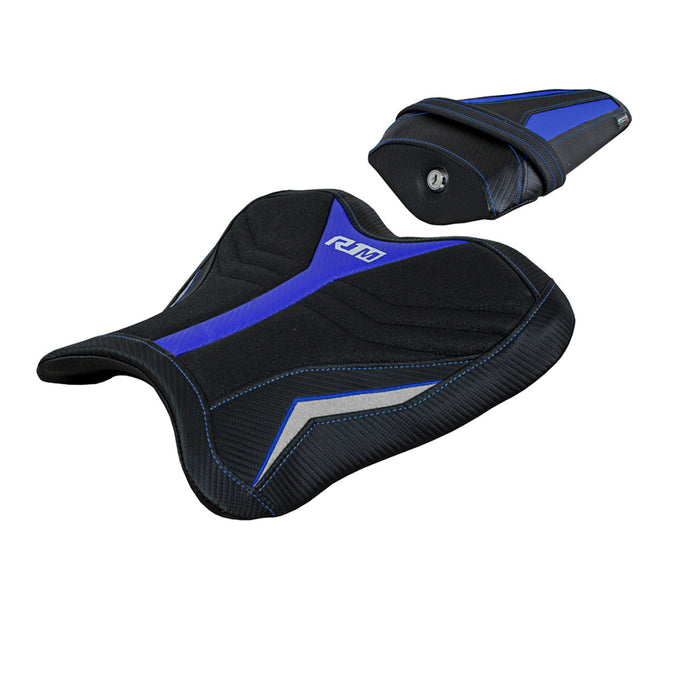 Yamaha YZF R1M 2015-2024 Seat Cover Tappezzeria Italia Ultragrip in Blue and Silver