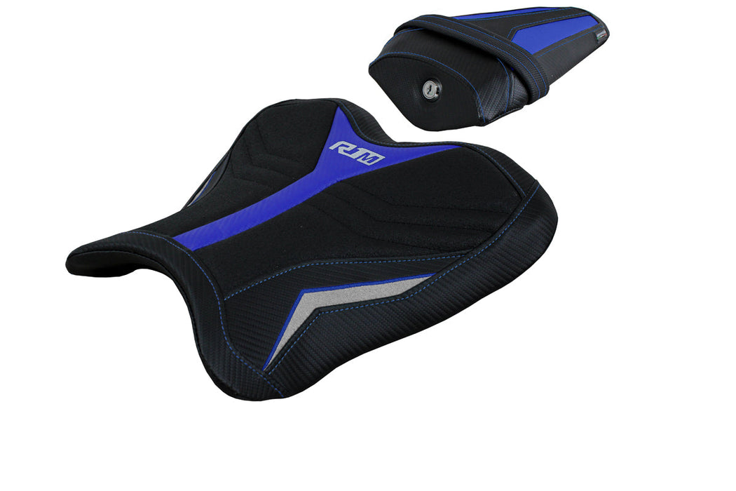 Yamaha YZF R1M 2015-2024 Seat Cover Tappezzeria Italia Ultragrip in Blue and Silver