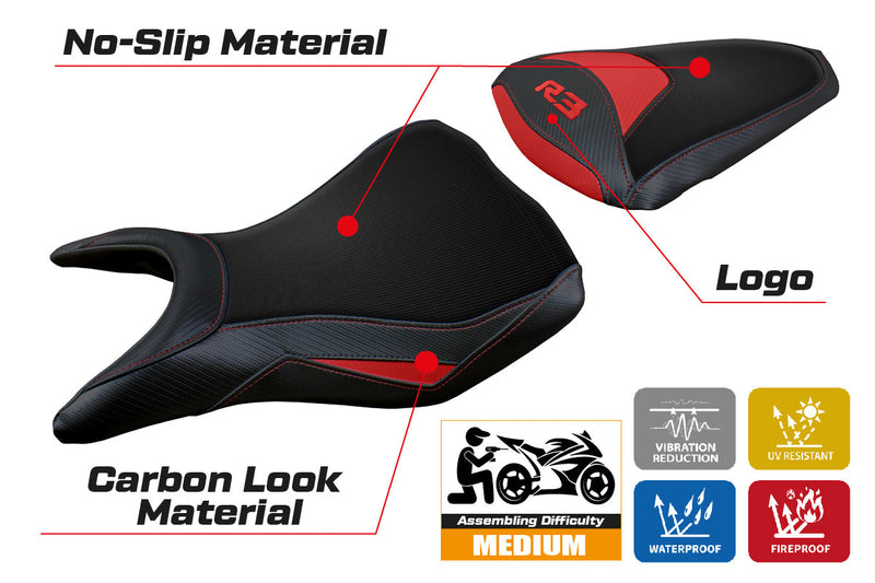 Yamaha YZF R3 2015-2024 Seat Cover Tappezzeria Italia in Red