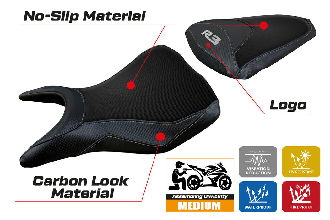 Yamaha YZF R3 2015-2024 Seat Cover Tappezzeria Italia in Black