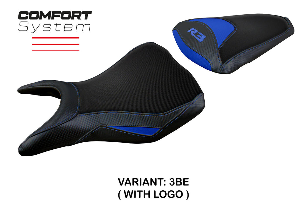 Yamaha YZF R3 2015-2024 Seat Cover from Tappezzeria Italia Comfort in Blue