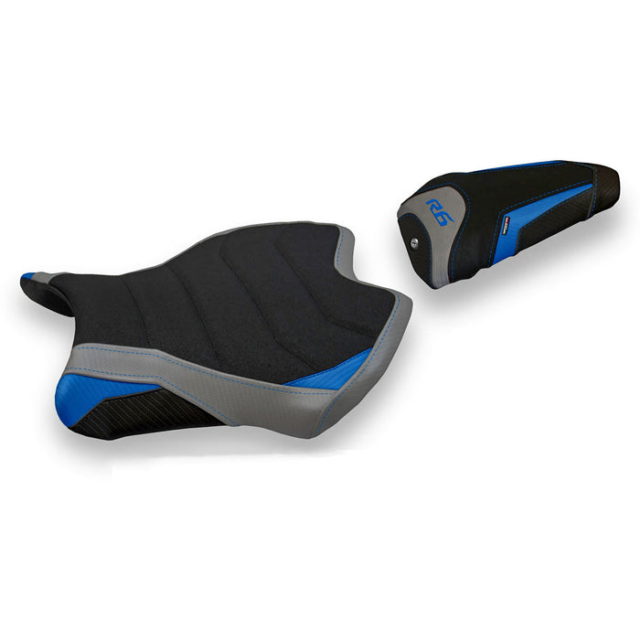 Yamaha YZF R6 2017-2024 Seat Cover Tappezzeria Italia Ultragrip in Blue and Grey SE