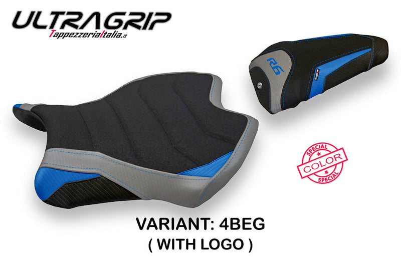 Yamaha YZF R6 2017-2024 Seat Cover Tappezzeria Italia Ultragrip in Blue and Grey SE