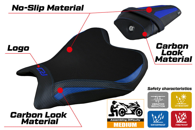 Yamaha YZF R7 2021-2024 Seat Cover Tappezzeria Italia Blue and Black