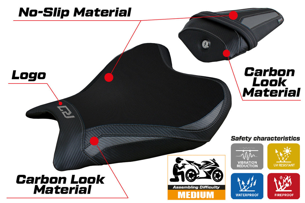 Yamaha YZF R7 2021-2024 Seat Cover Tappezzeria Italia in Grey and Black