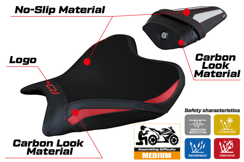 Yamaha YZF R7 2021-2024 Seat Cover Tappezzeria Italia Red, White and Black SE