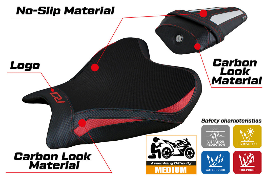 Yamaha YZF R7 2021-2024 Seat Cover Tappezzeria Italia Red, White and Black SE