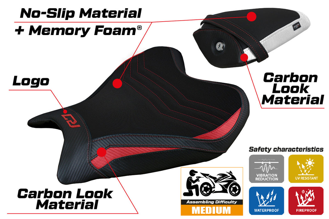 Yamaha YZF R7 2021-2024 Seat Cover Tappezzeria Italia Comfort in Red, White and Black SE