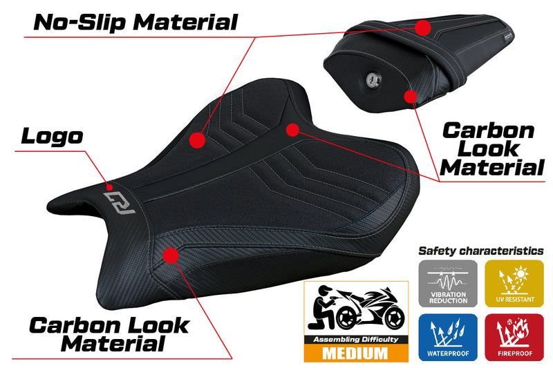 Yamaha YZF R7 2021-2024 Seat Cover Tappezzeria Italia Ultragrip in Black