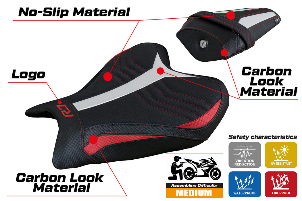 Yamaha YZF R7 2021-2024 Seat Cover Tappezzeria Italia Ultragrip in Red, White and Black SE